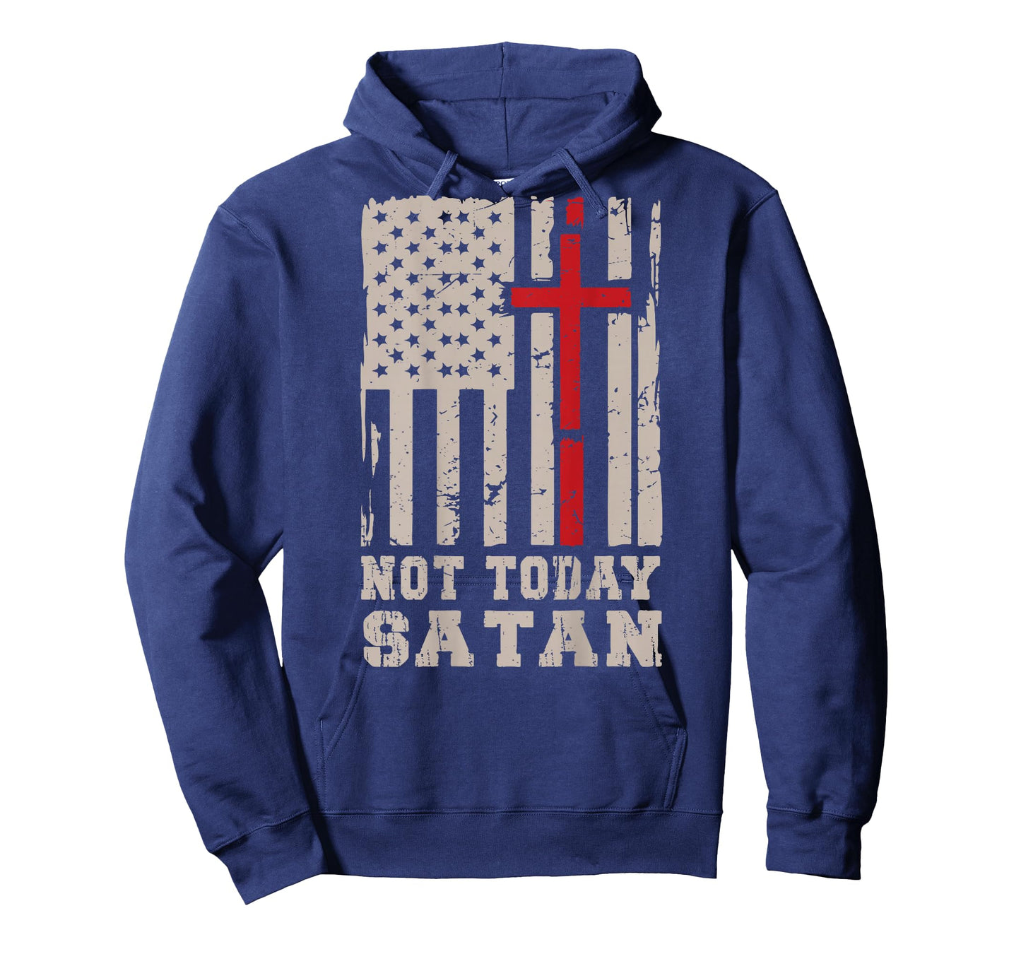Mens Not Today Satan American Flag Cross Christian Patriotic T-Shirt
