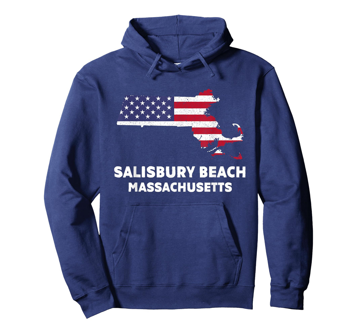 Distressed Patriotic USA Flag Salisbury Beach, MA Women Men T-Shirt