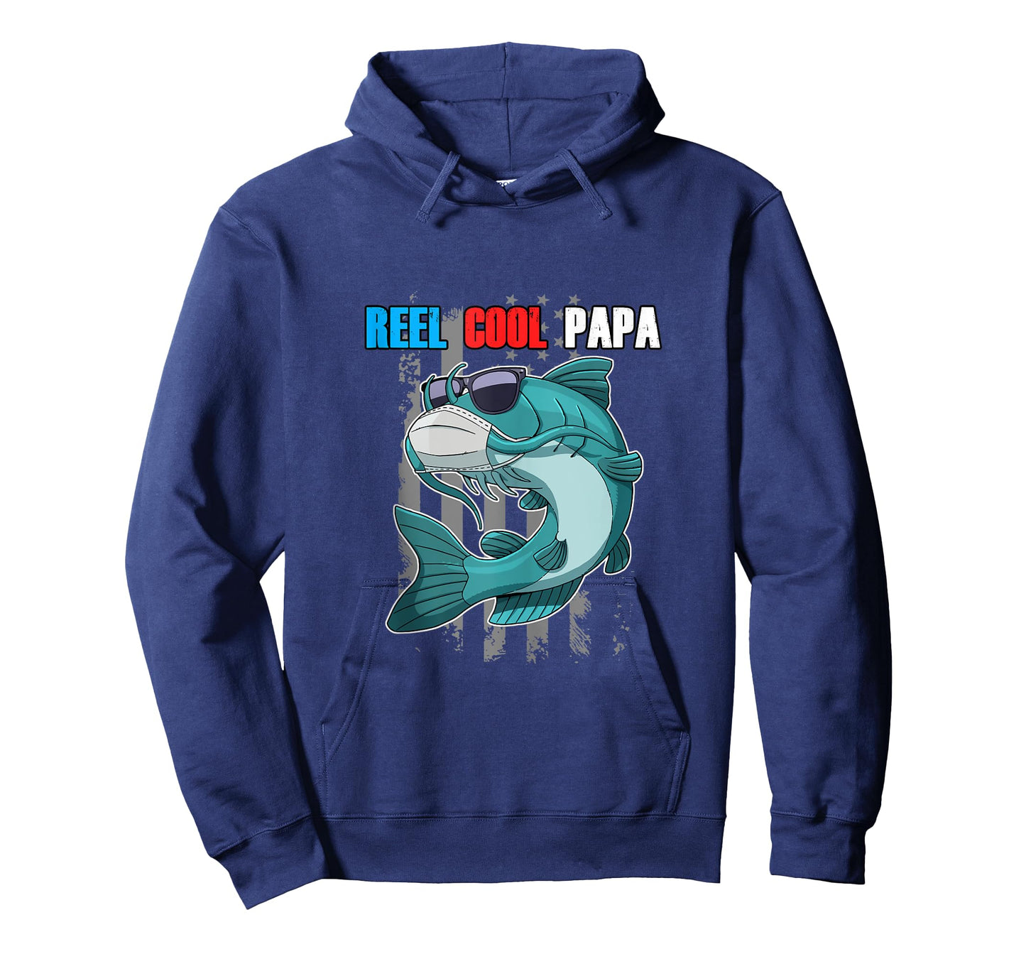 Reel Cool Papa Tee Fish In Mask Sunglasses USA Flag Fishing Tank Top