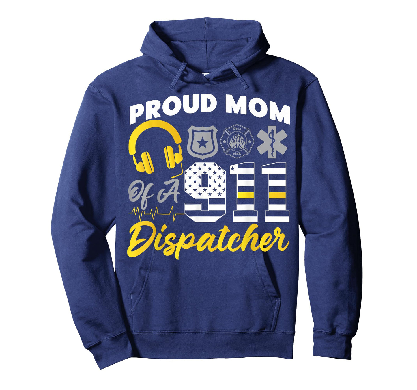 911 Dispatcher Thin Gold Yellow Line Mom American Flag Proud T-Shirt