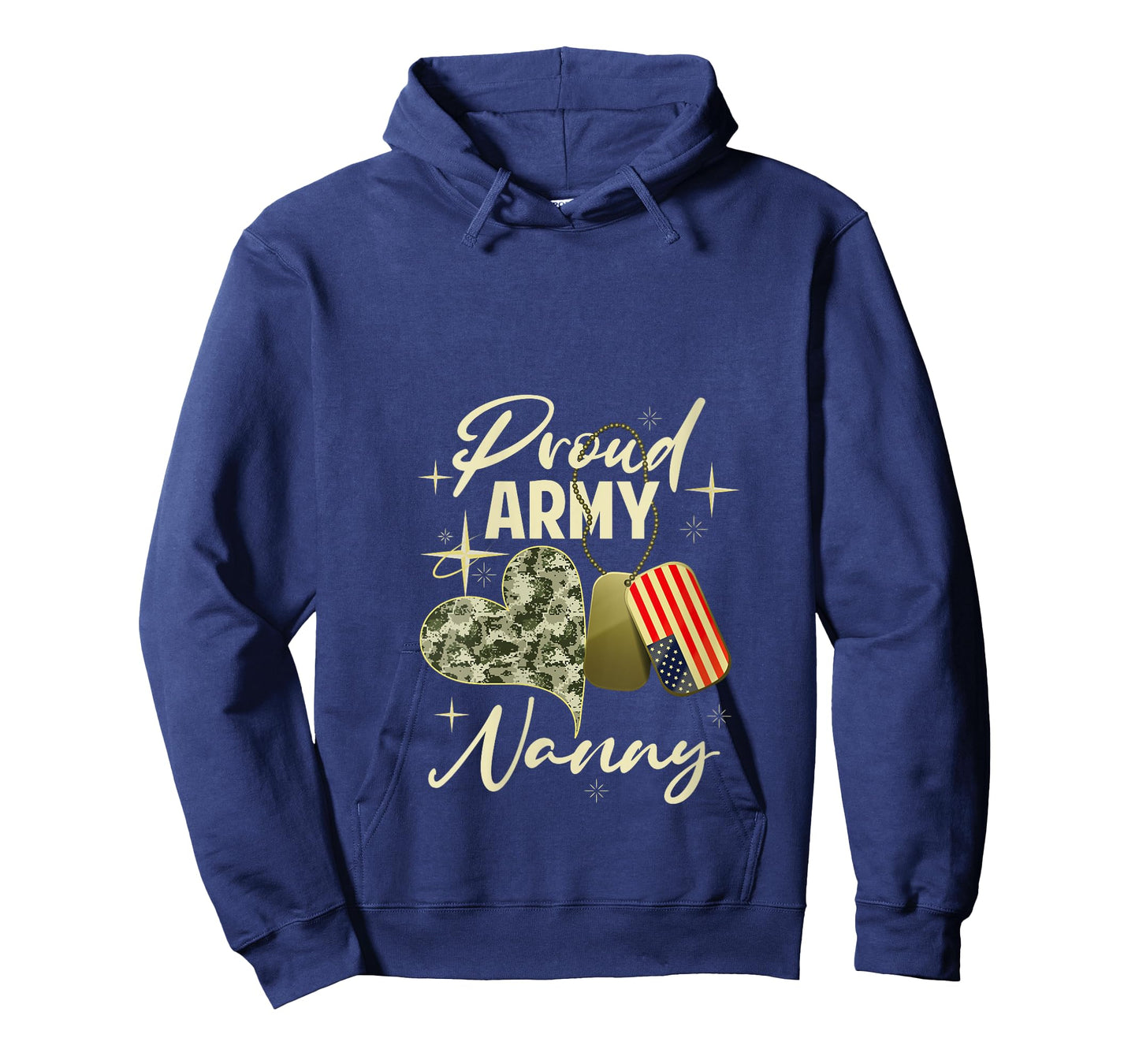 Womens Proud Army Nanny Camouflage Mother's Day Dog Tag US Flag V-Neck T-Shirt