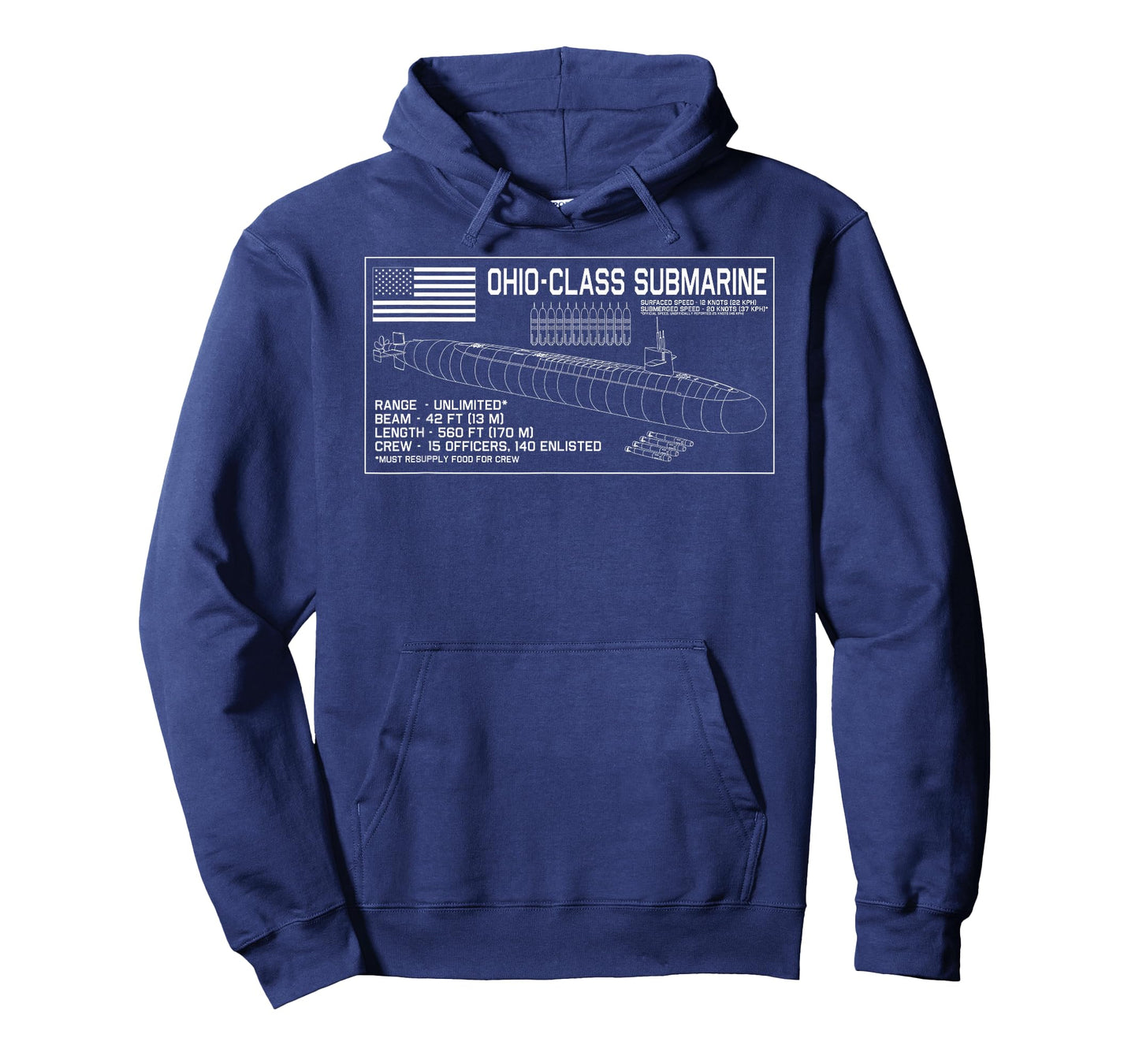 Ohio-Class Nuclear Submarines Infographic Blueprint T-Shirt