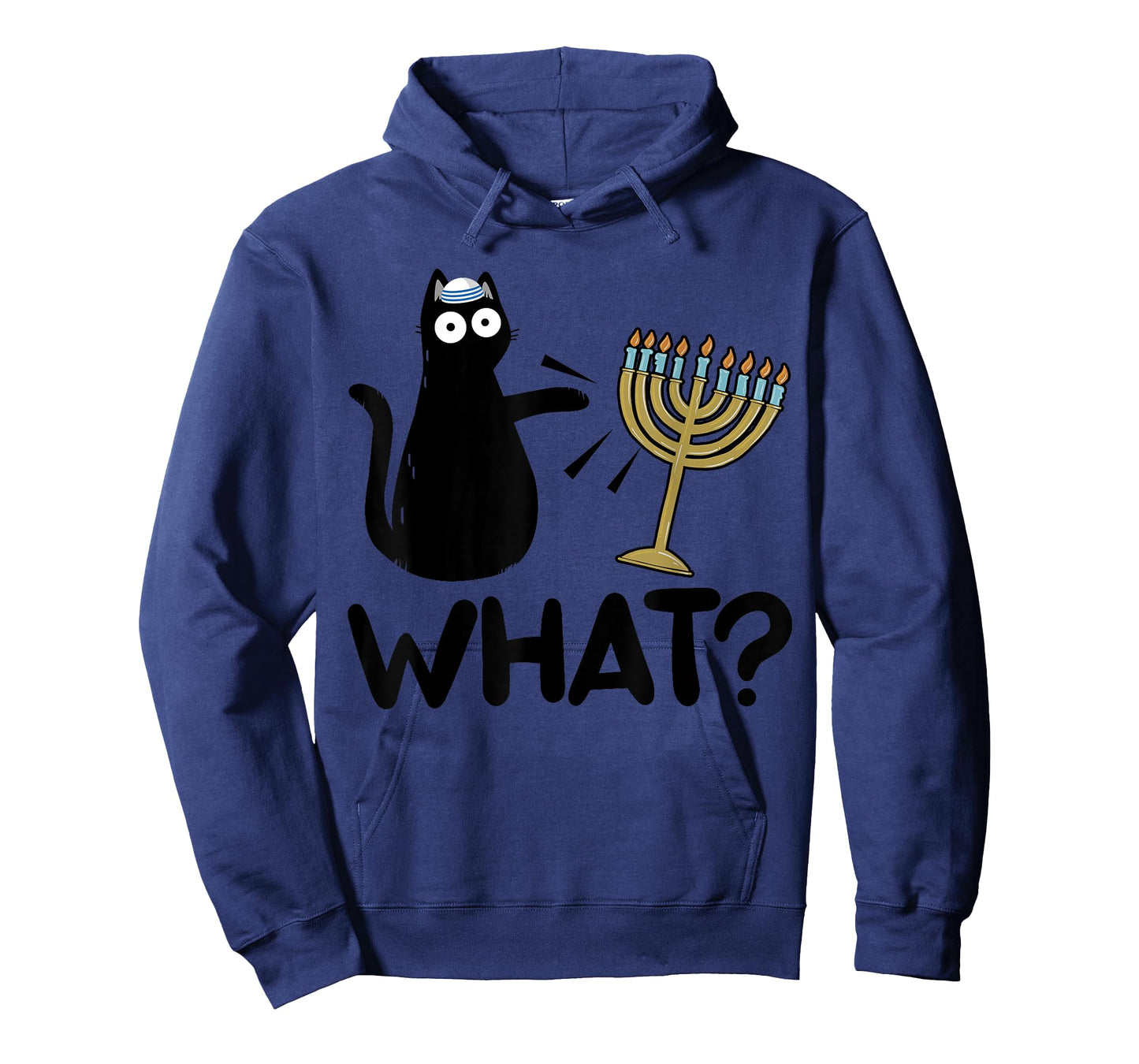 Hanukkah Cat Pushing Menorah Funny Jewish Cat What T-Shirt