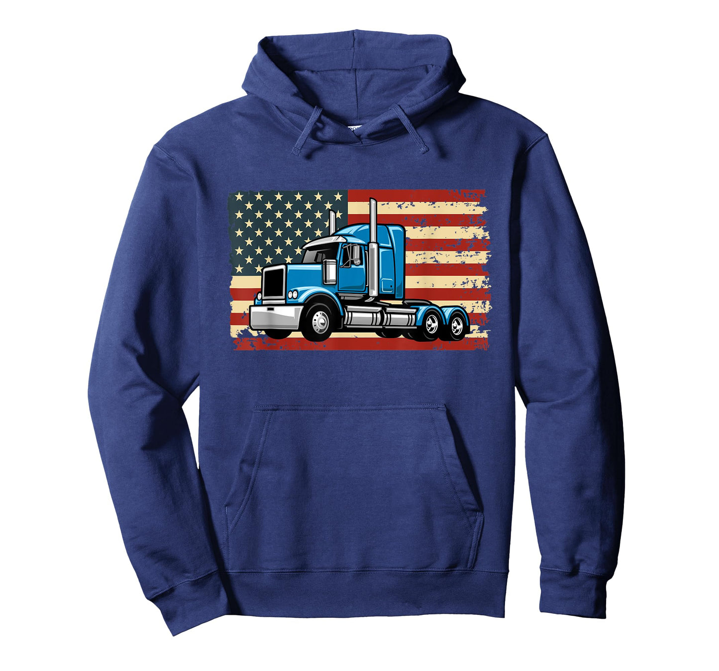 Semi Truck Driver 18 Wheeler Trucker USA American Flag T-Shirt