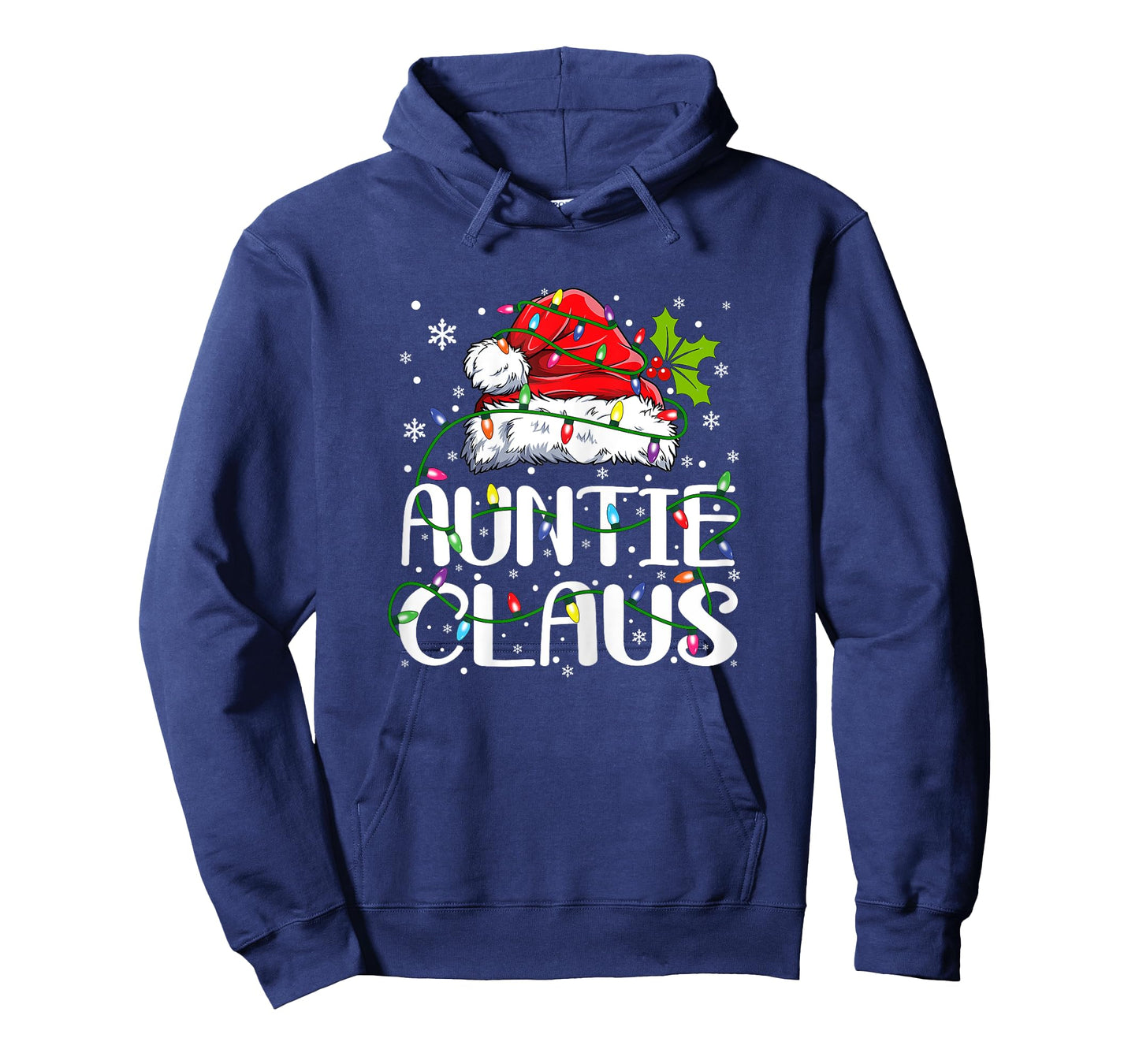 Auntie Claus Shirt Christmas Lights Pajama Family Matching T-Shirt