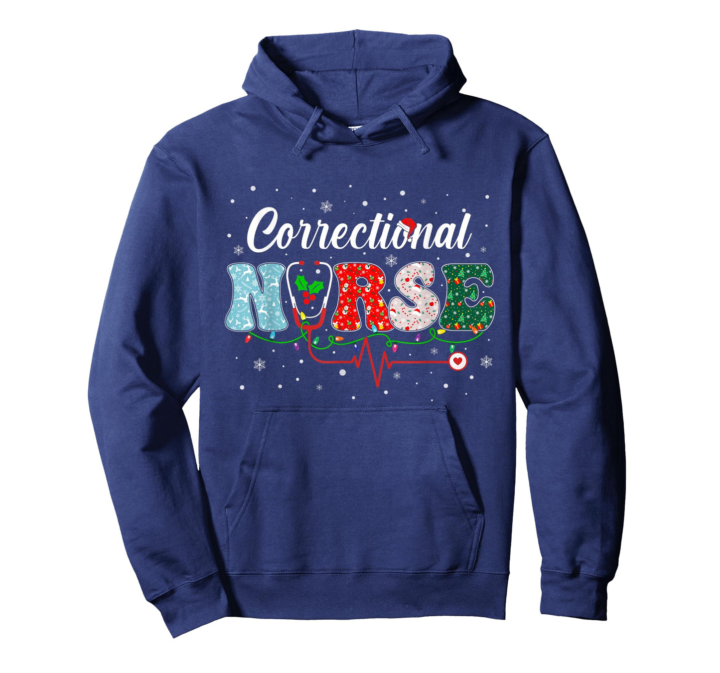 Correctional Nurse Xmas Santa Hat Nursing Christmas Pattern T-Shirt