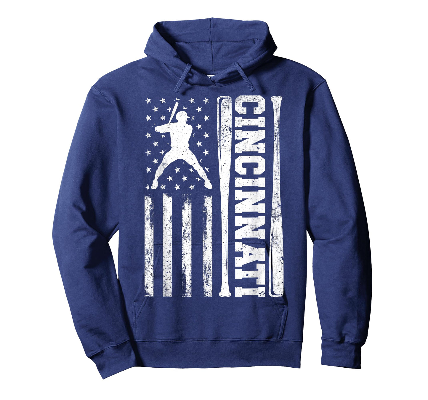 American US Flag Vintage Cincinnati Baseball Lover Men Boys T-Shirt
