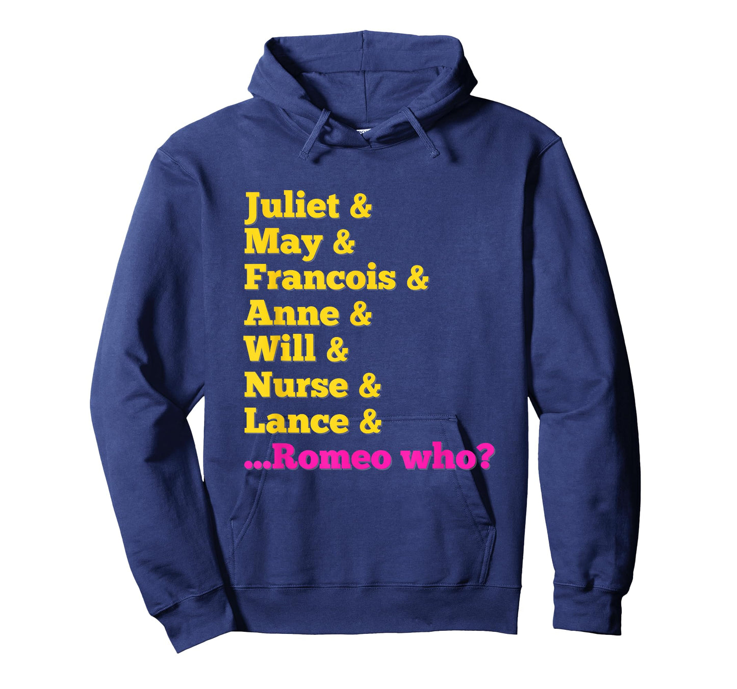 Stage Notes & Juliet Characters 'Romeo Who?' Musical Theatre Musicals T-Shirt - Black, Unisex-Adults, Small, Short Sleeve, Cotton 65% Polyester 35%, Classic Fit, Casual Playful Letter Print