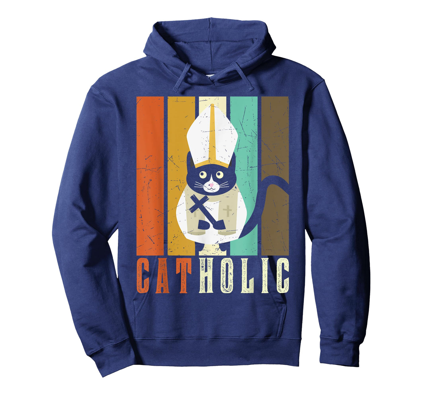Funny Catholic T Shirts, Cat-holic Cat Lover Retro Vintage T-Shirt