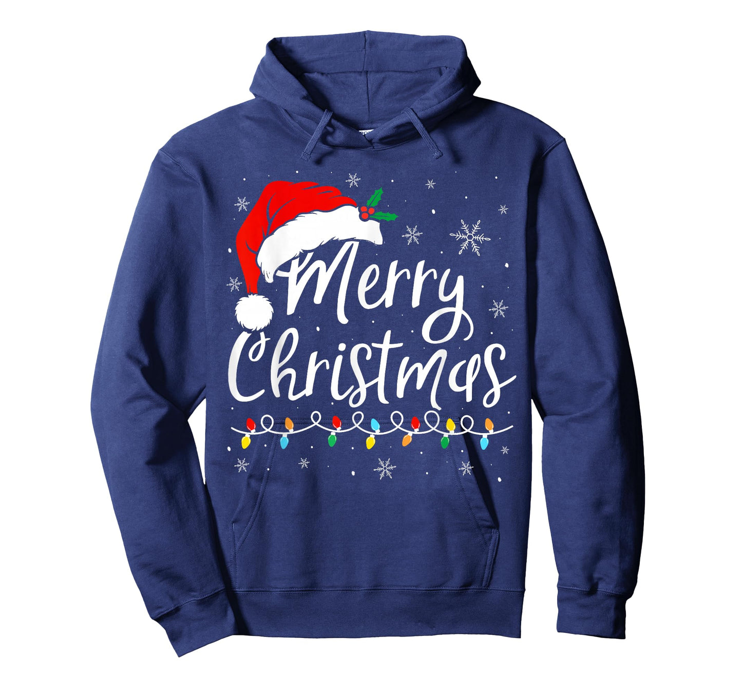Merry Christmas Lights Santa Hat Xmas Family Matching Pajama T-Shirt