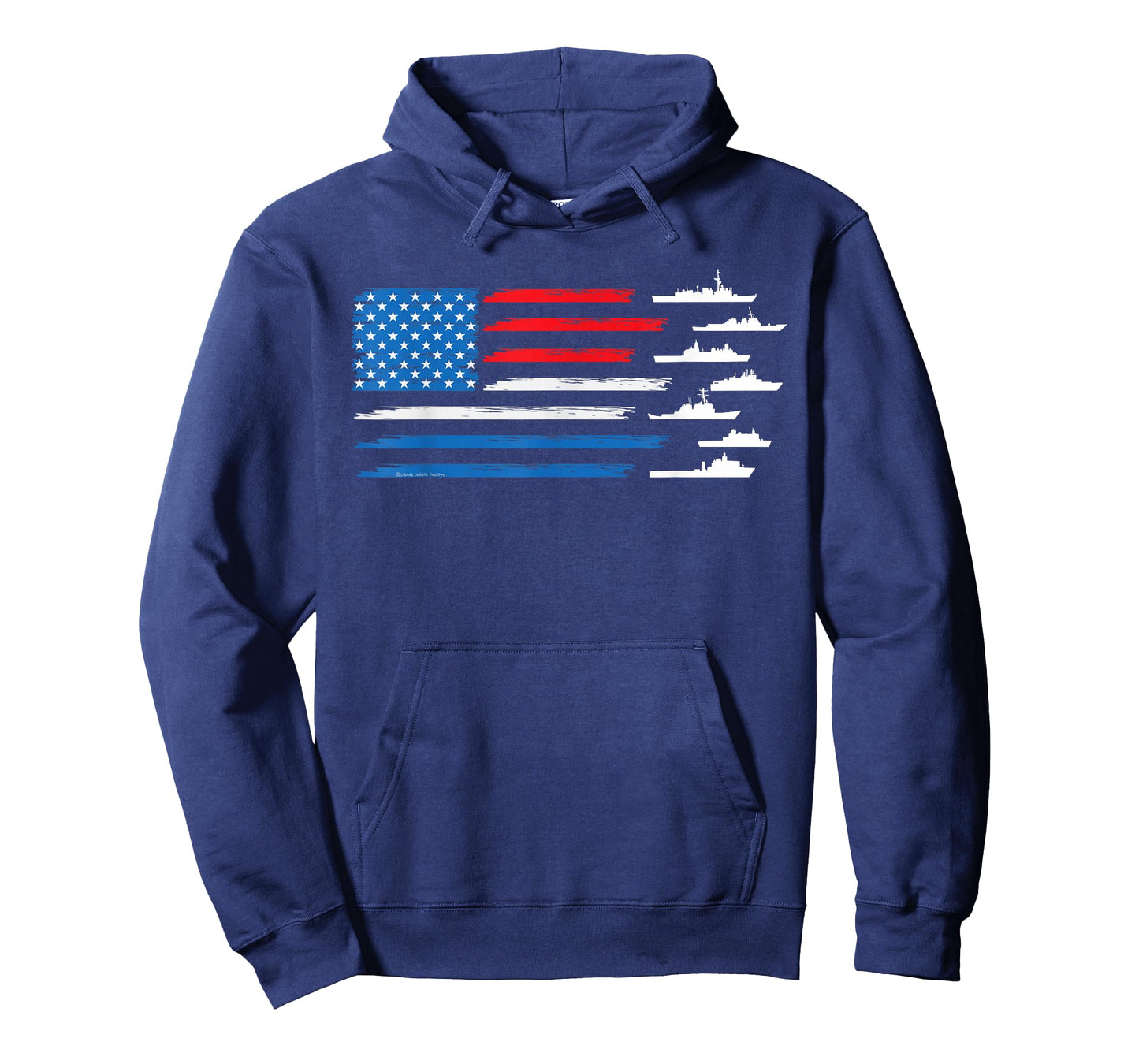 Patriotic Red White Blue USA Flag Military Ships 4th of July T-Shirt