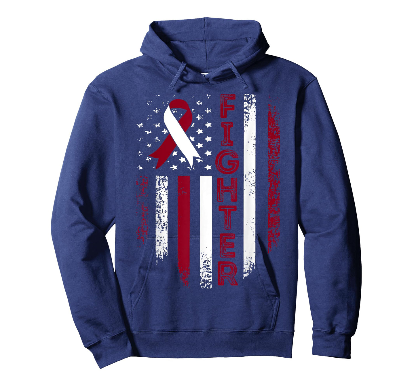 Fighter USA Flag Throat Cancer Awareness Throat Cancer T-Shirt