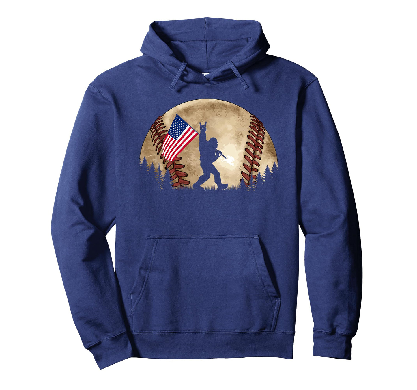 Funny Bigfoot Baseball American Flag Sasquatch T-Shirt
