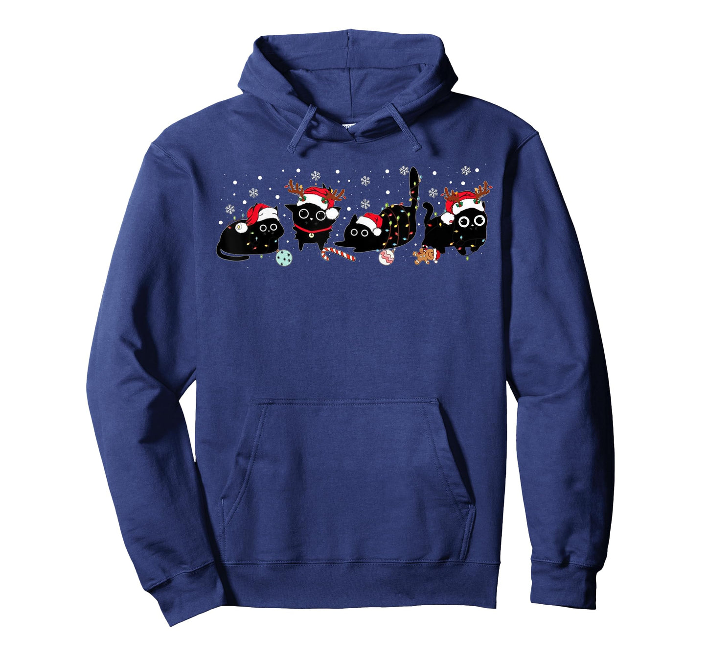 Cute Cats Santa Reindeer Funny Christmas Lights Cat Lover PJ T-Shirt