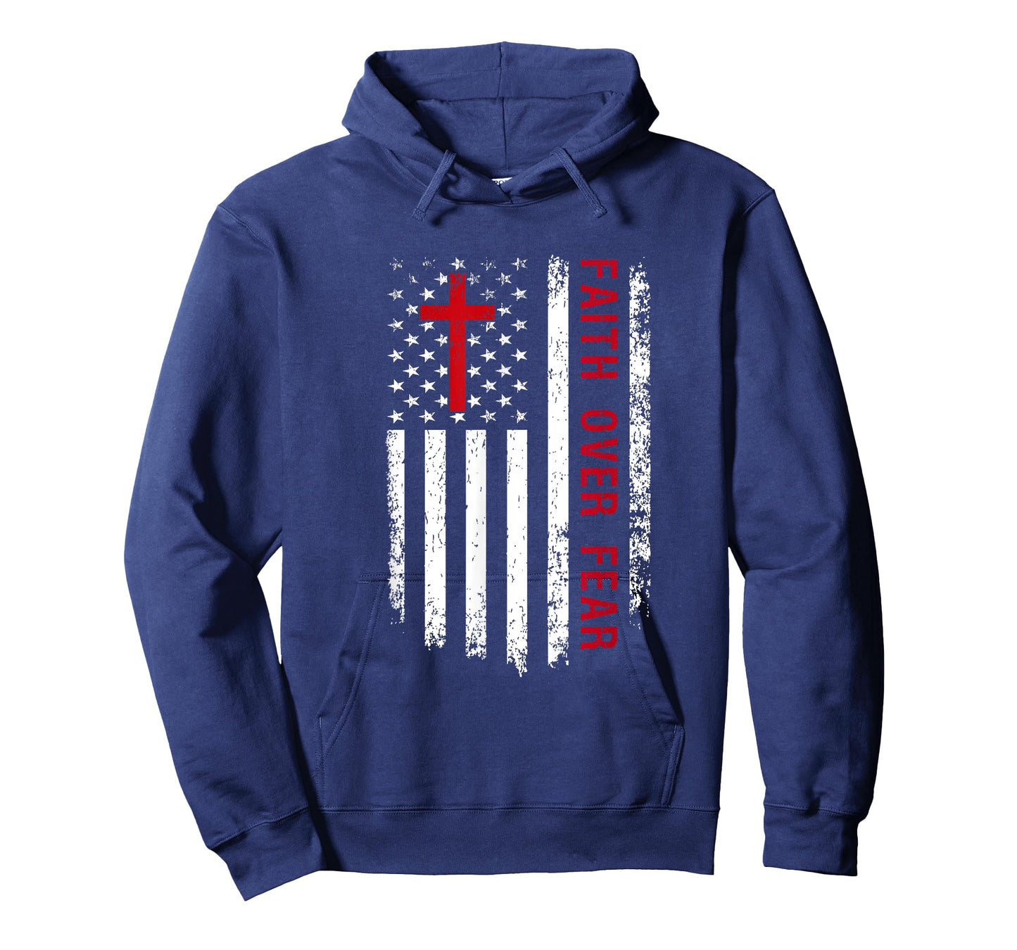 Faith Over Fear American Pride Patriotic Flag Christian Women Kids Men T-Shirt
