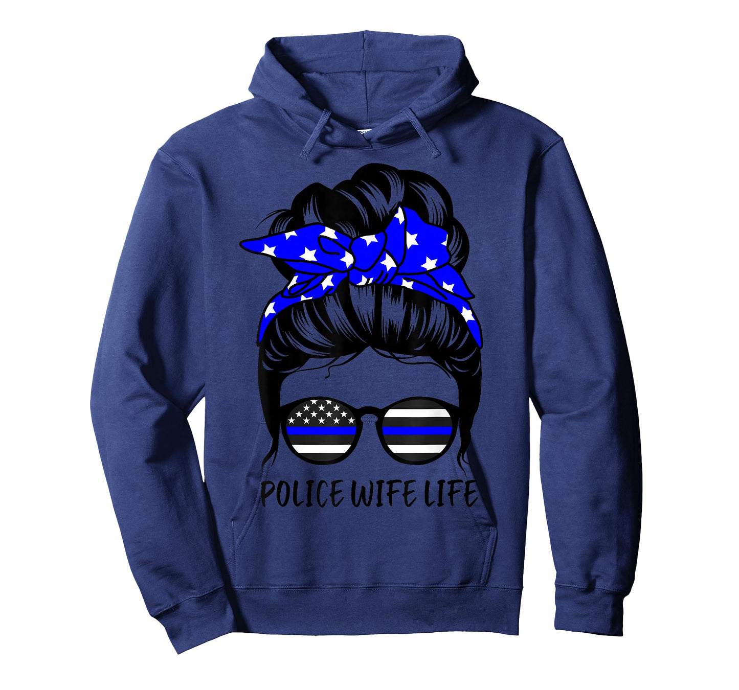 Police Wife Life Messy Bun Hair Funny Police Wife T-Shirt