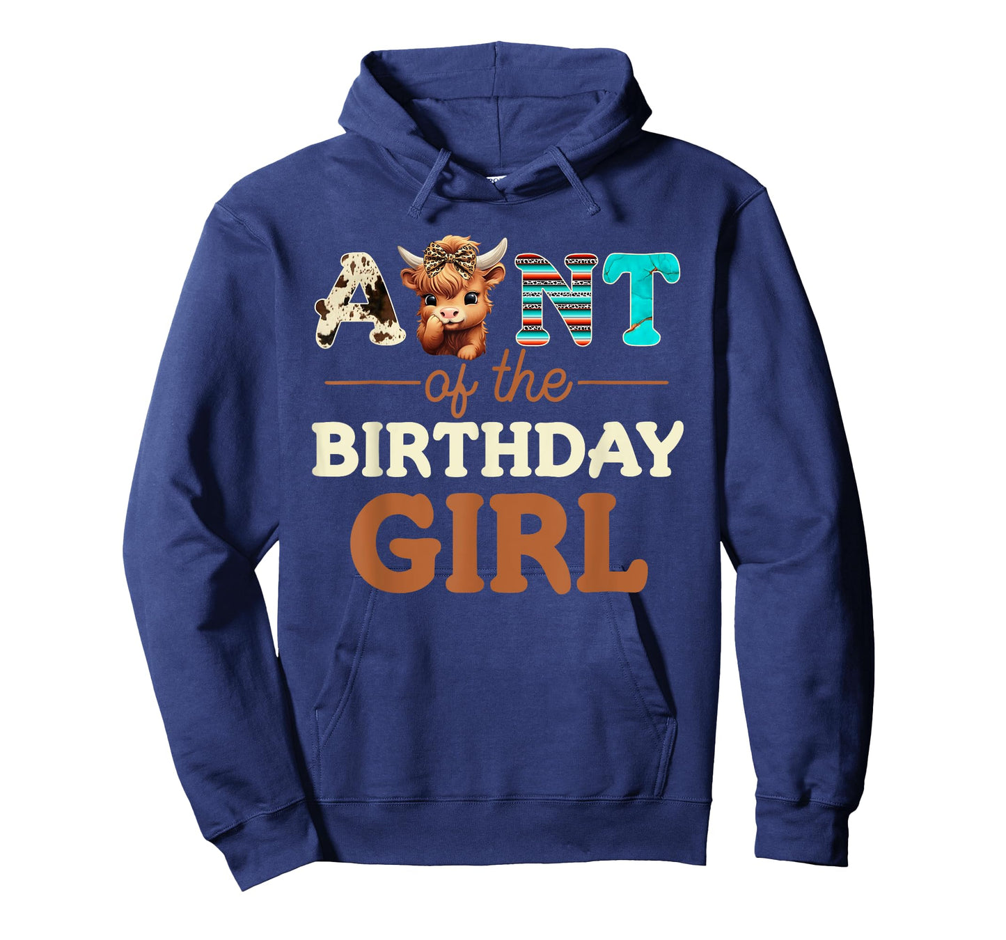 Aunt of The Birthday Girl Highland Cow Print First Bday T-Shirt