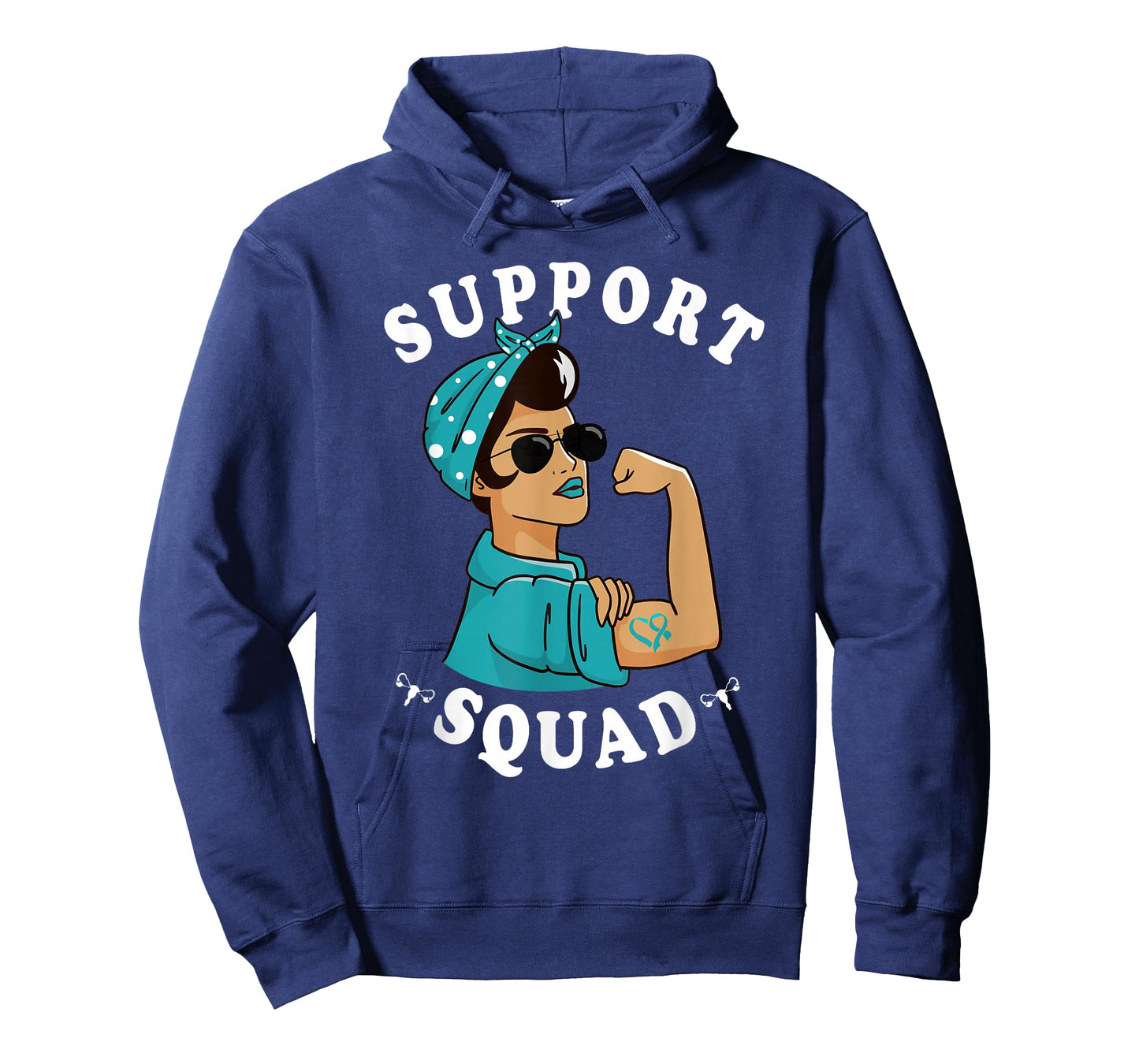 "Support Squad" Teal Ribbon Bandana Women Ovarian Cancer T-Shirt