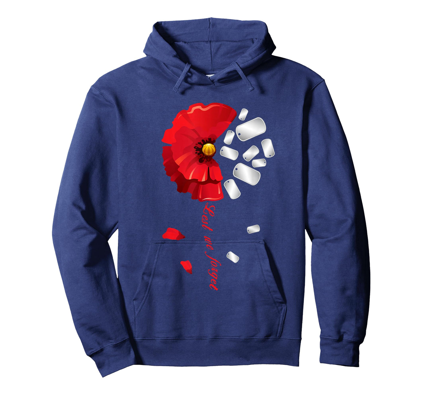 Veterans Day Lest We Forget Red Poppy Flower USA Memorial T-Shirt Small