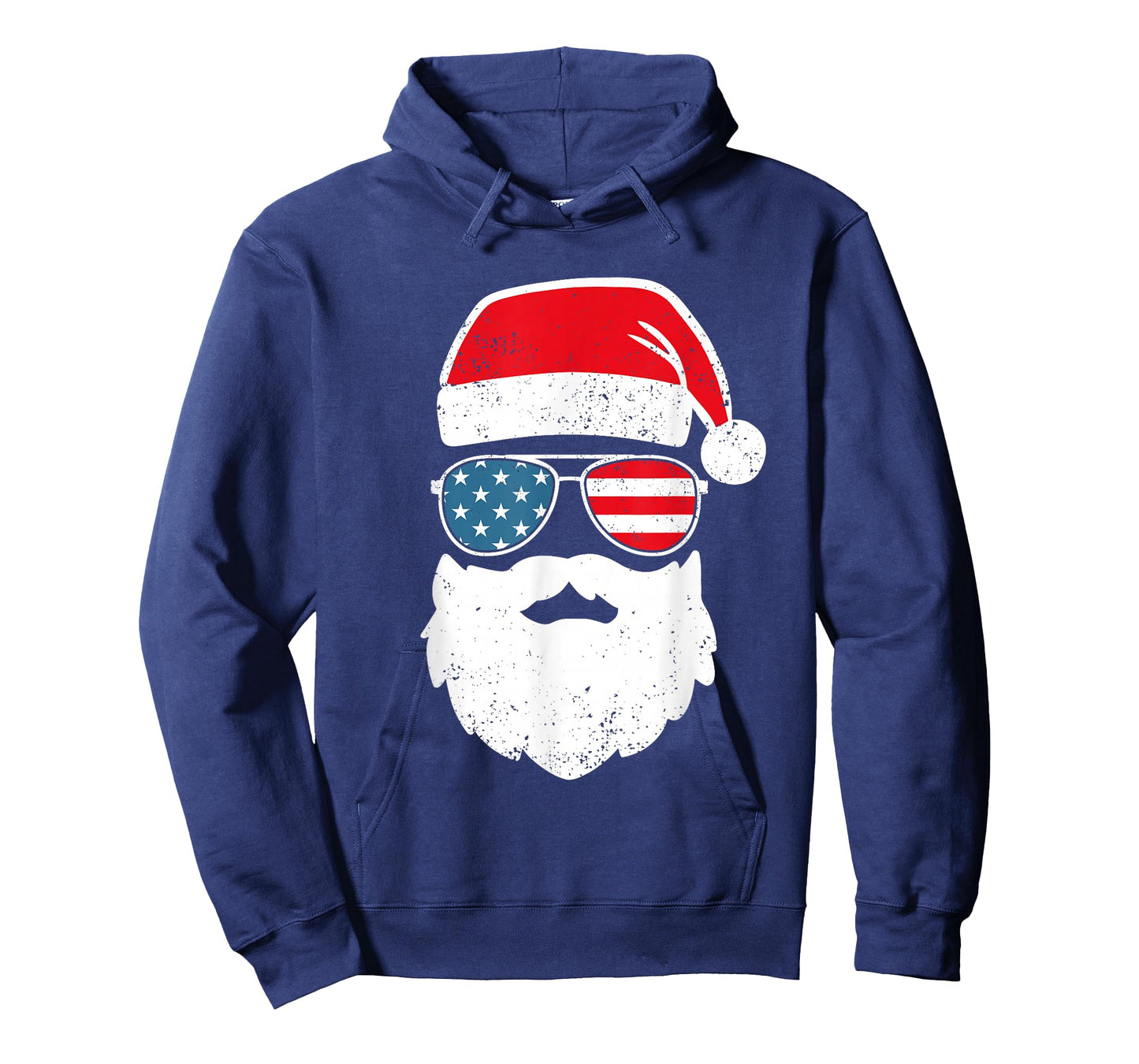 Funny Santa Claus Face Sunglasses Patriotic American Flag T-Shirt