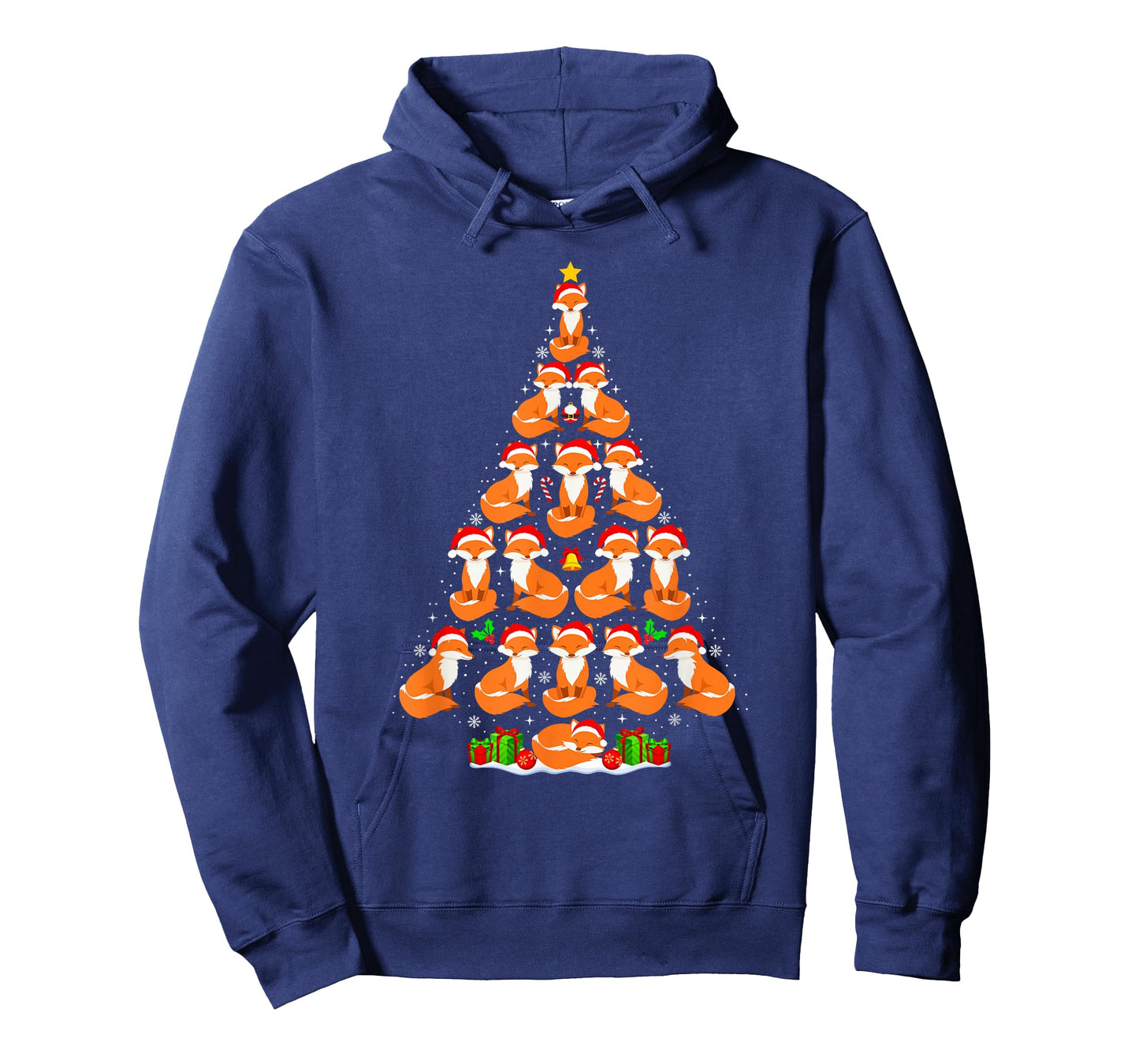 Fox Christmas Tree Lights Funny Xmas Santa Hat Fox Lover T-Shirt