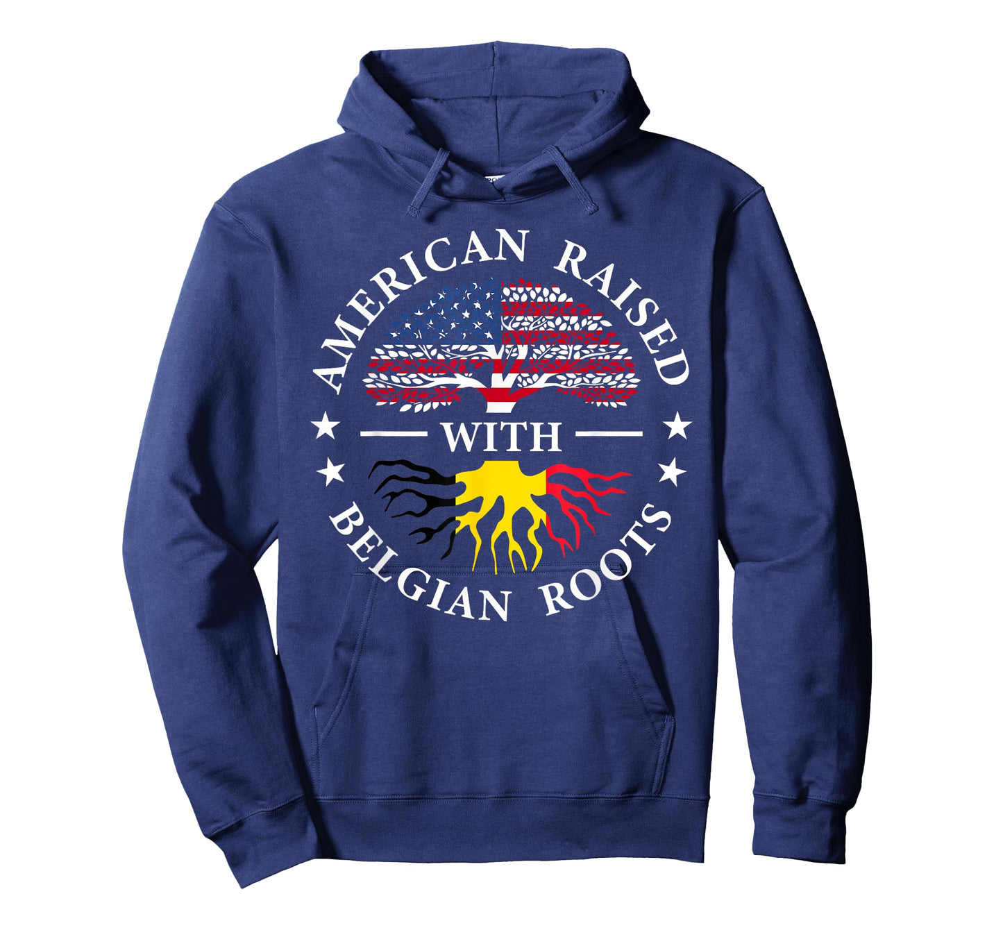 American Raised with Belgian Roots Tree USA Belgium Flag T-Shirt