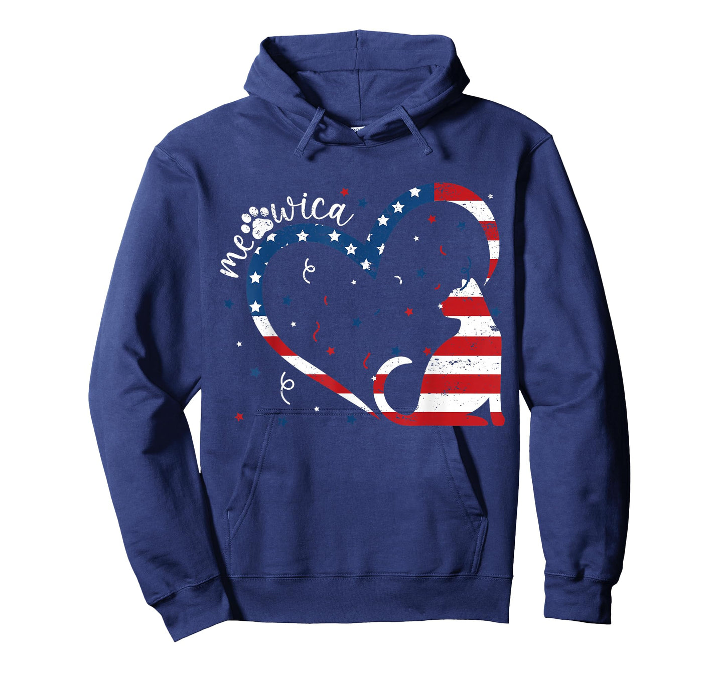 Cat 4th Of July USA American Flag Patriotic Heart Cat Paw T-Shirt