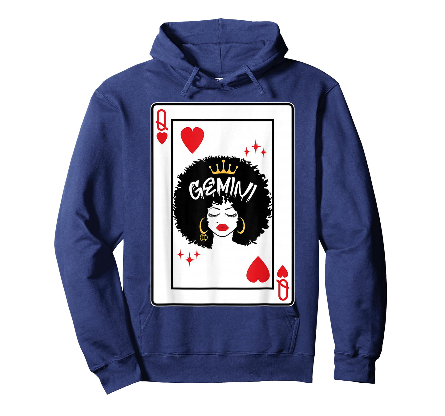 Gemini Astrology Black Queen Hearts Blackjack Cards Poker T-Shirt