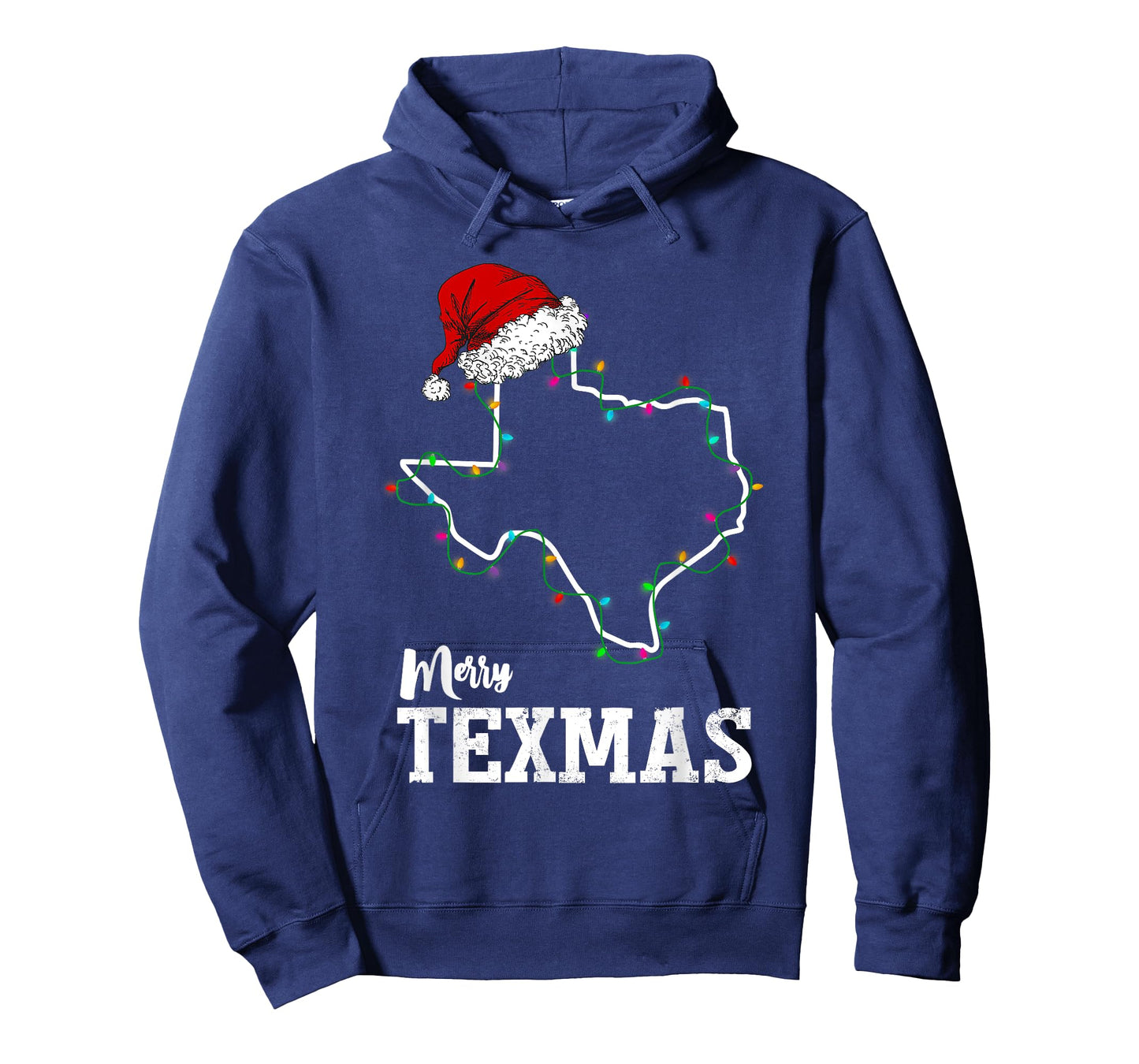 Merry Texmas Texas State Christmas Light Outline Santa Hat T-Shirt