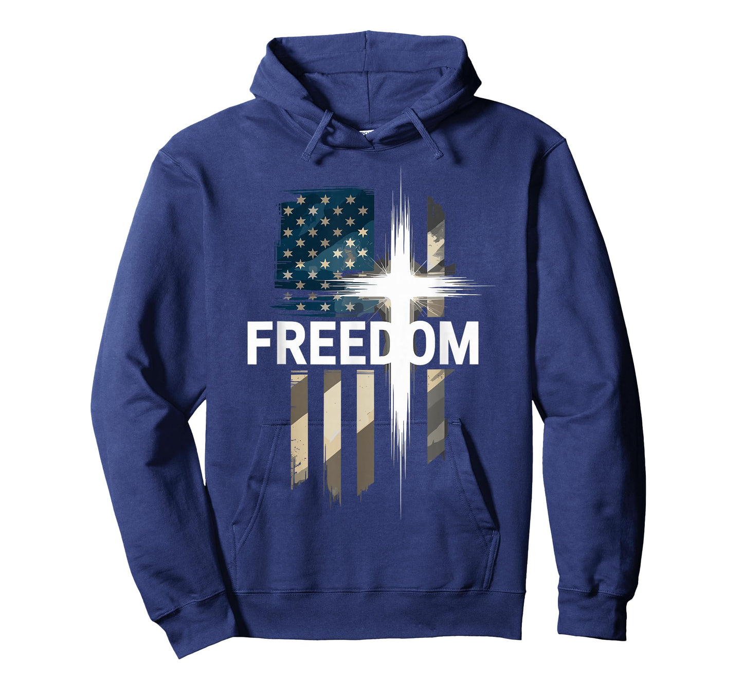 Grunge American Flag and Cross Faith Family Freedom T-Shirt