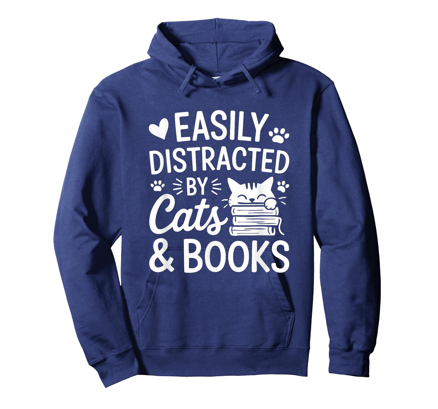 Easily Distracted by Cats and Books Funny Reading Apparel T-Shirt
