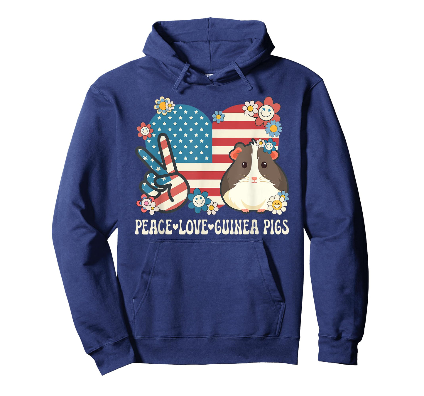 Peace Love Guinea Pigs American Flag Patriotic Guinea Pig T-Shirt