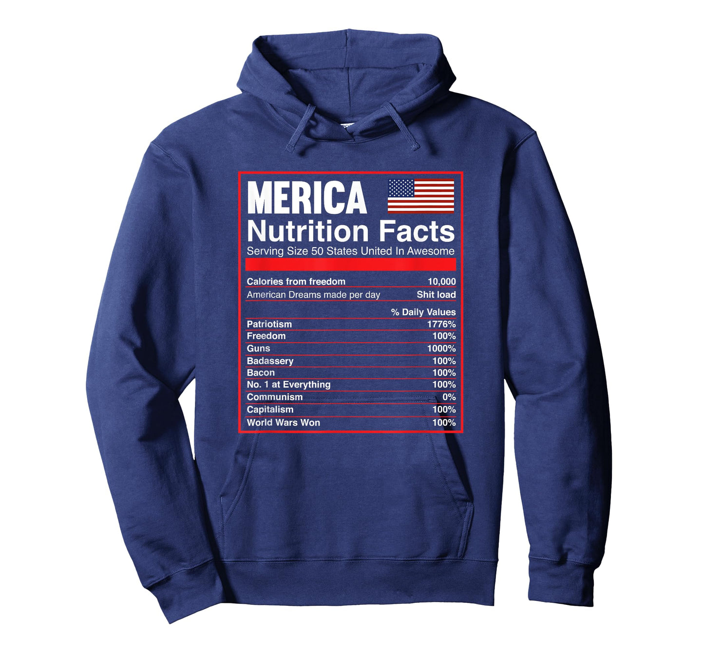 Patriotic Merica Nutrition Facts T-Shirt America Flag T-Shirt
