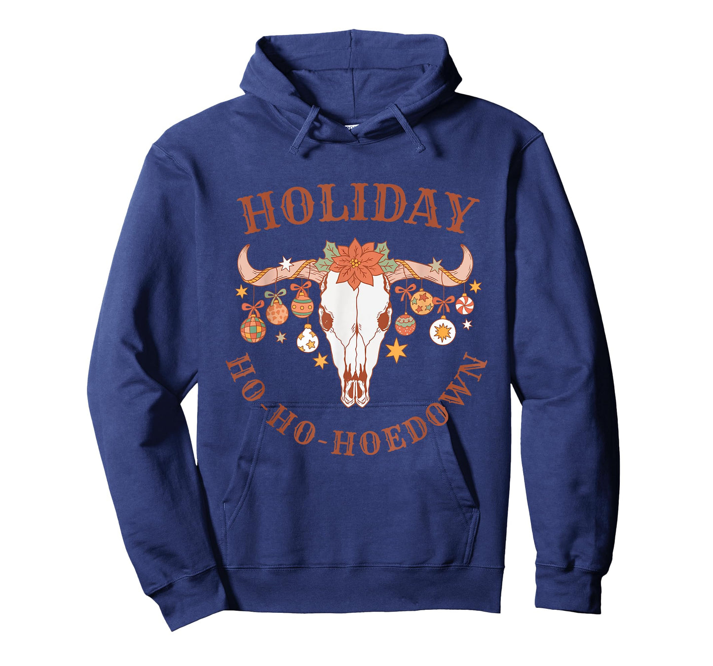 Holiday Ho-Ho-Hoedown Bull Skull Vintage Western Christmas T-Shirt