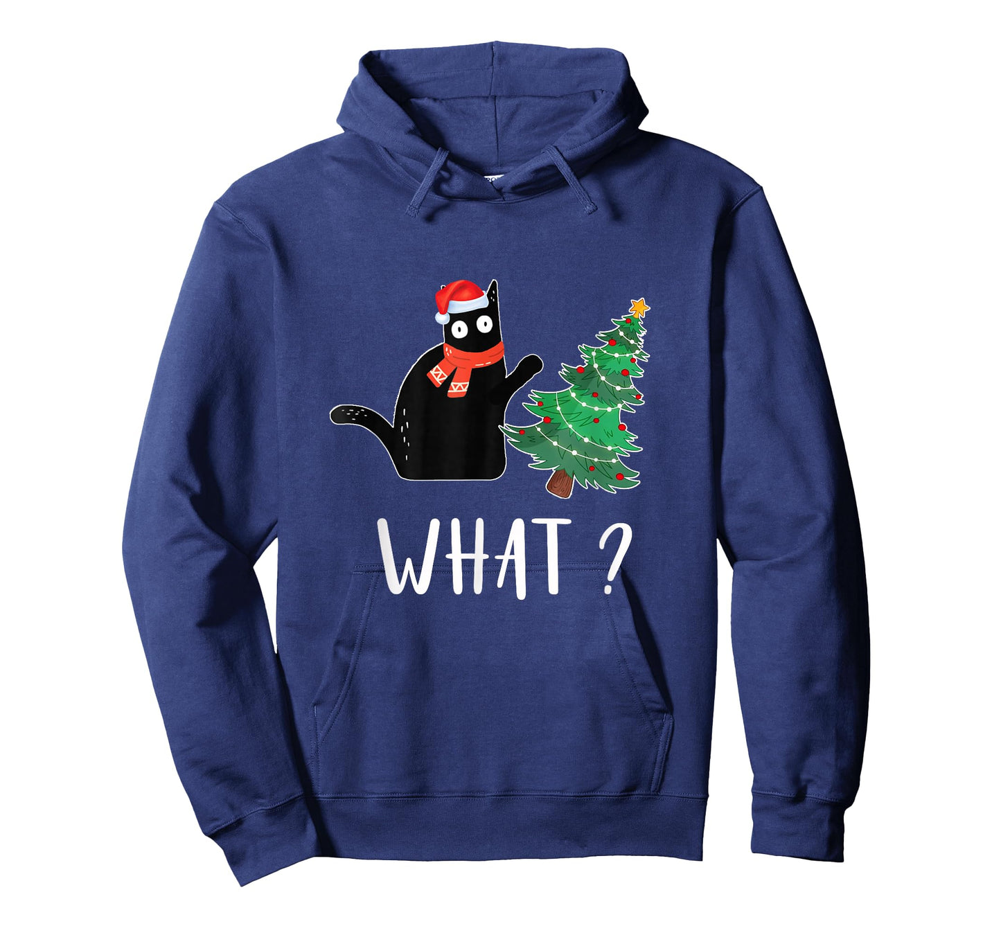Funny Black Cat Pushing Christmas Tree Over Cat What T-Shirt