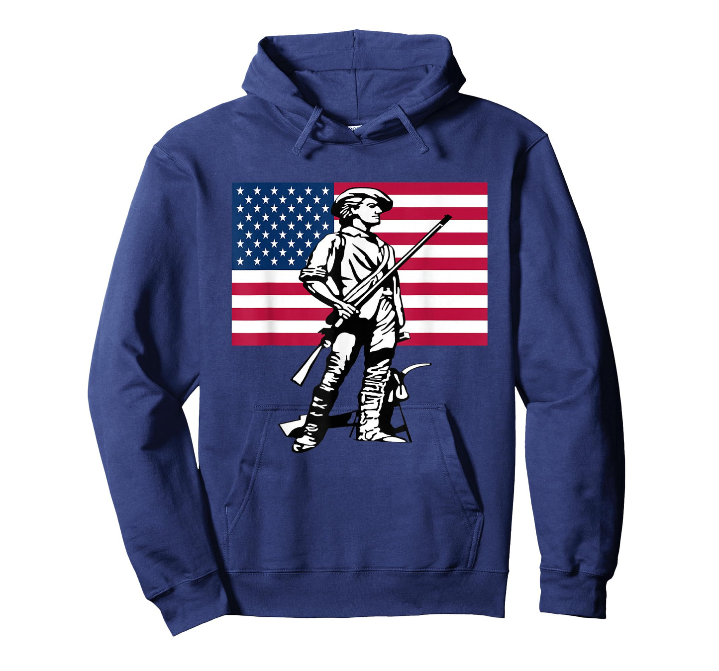Minute Man Statue with American Flag Backdrop T-Shirt
