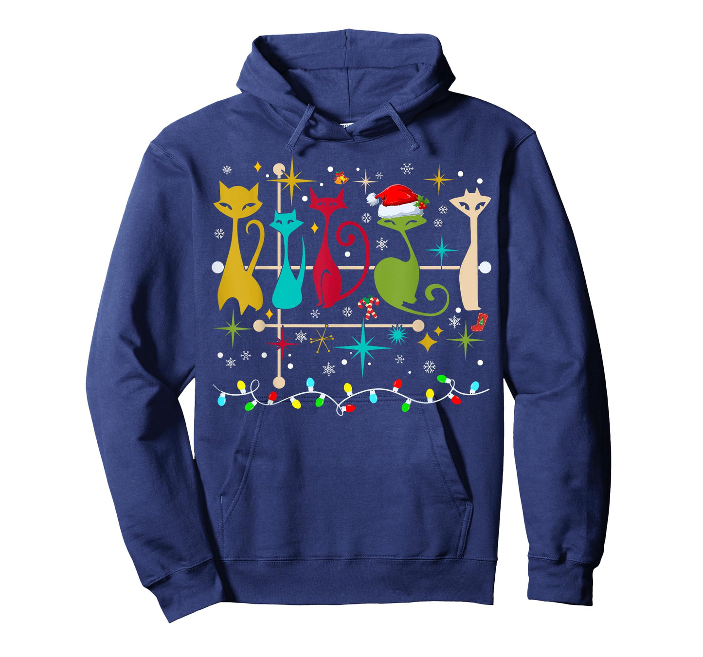 Mid Century Modern Look Cats Christmas Retro 50s 60s Xmas T-Shirt