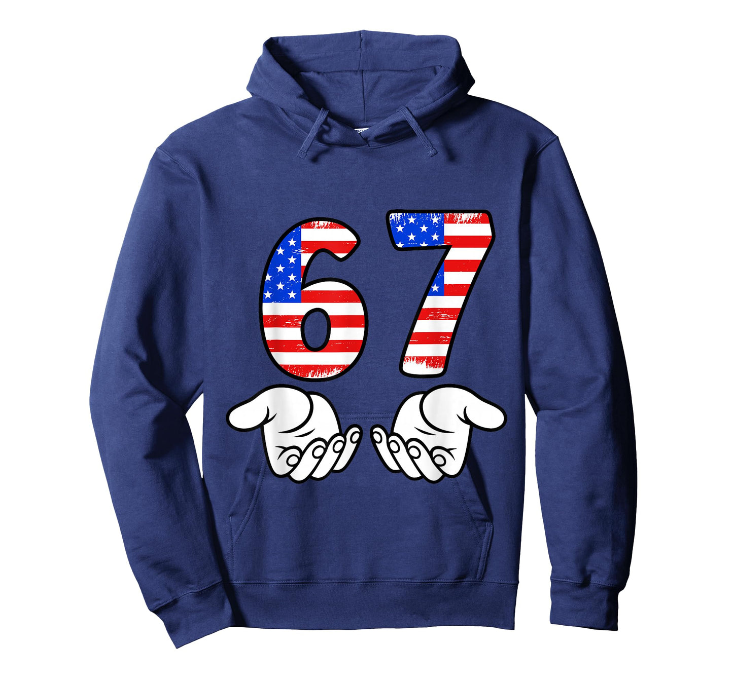 USA Flag Six Seven 6 7 Meme Gen Alpha Slang 6 7 Hands Funny T-Shirt
