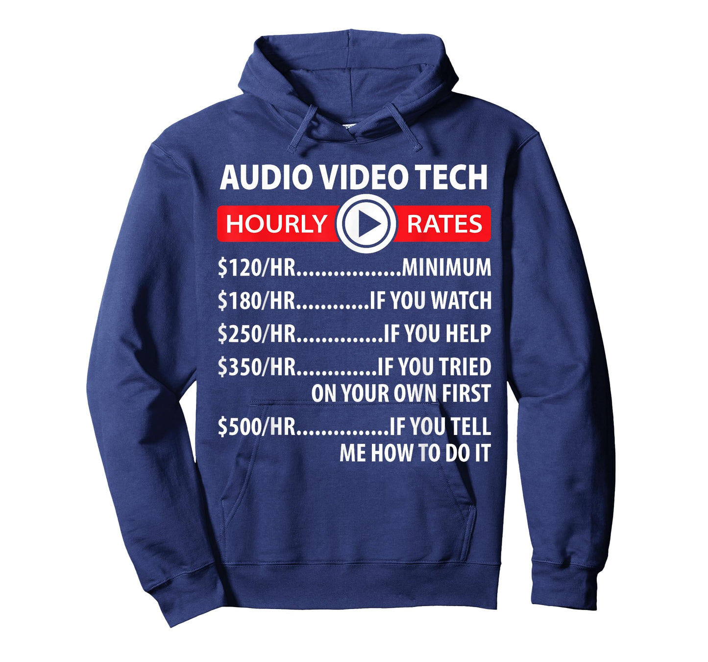 Audio Video Tech Hourly Rates Joke Shirt Funny A/V Installer T-Shirt