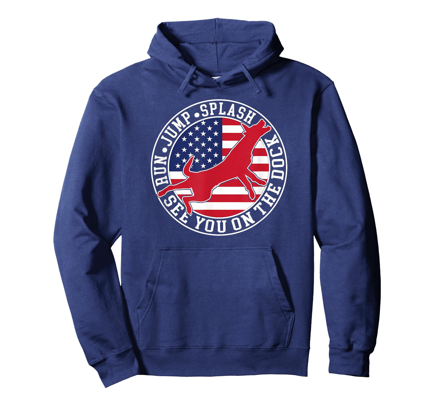 Dog Dock Jumping Dock Diving Dogs American Flag T-Shirt