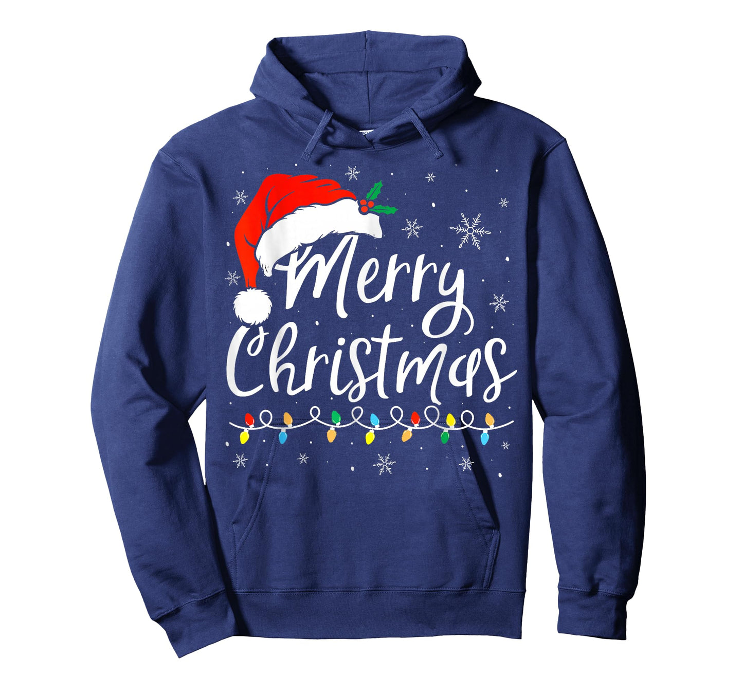 Merry Christmas Lights Santa Hat Xmas Family Matching Pajama T-Shirt