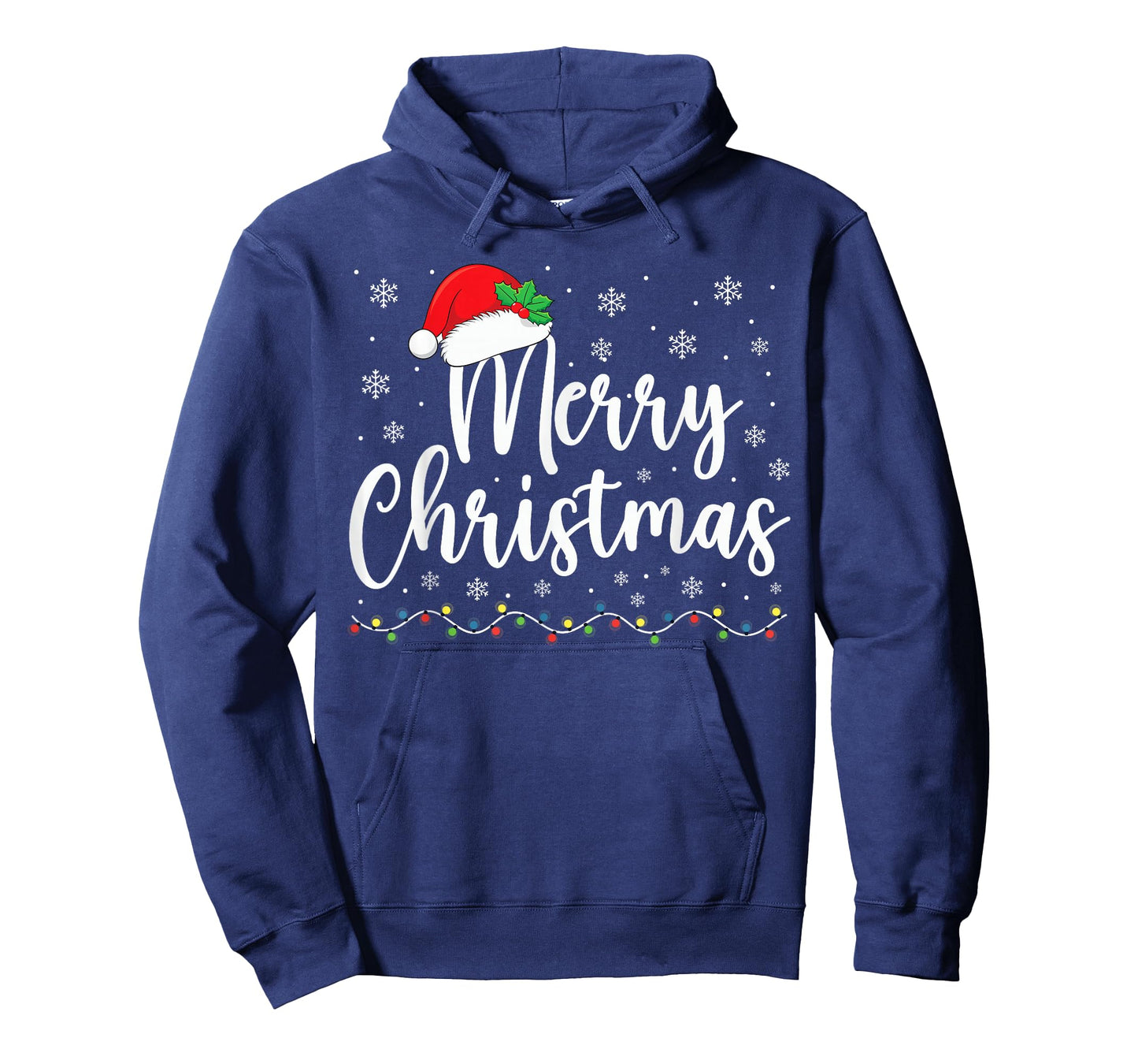 Merry Christmas Lights Santa Hat Xmas Family Matching Pajama T-Shirt