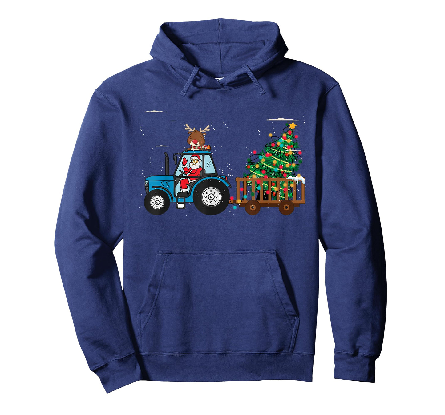 Christmas Farm Tractor Xmas Tree Lights Santa Hat Farmer T-Shirt