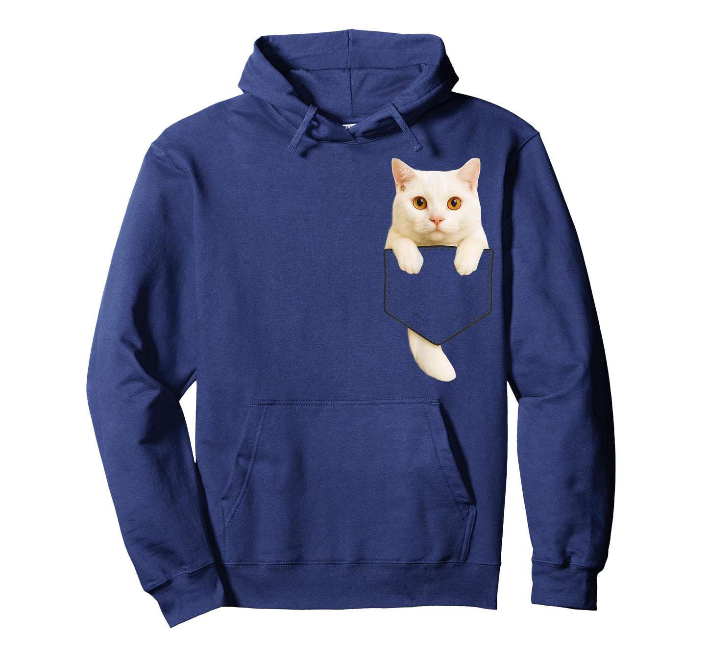 Cute White Cat Pocket Funny Gifts Cat Mom Cat Dad Cat Lover T-Shirt