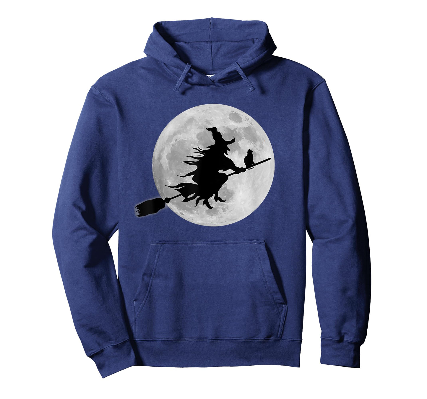 Flying Witch On Broomstick Halloween Full Moon Black Cat T-Shirt for Men Women Kids
