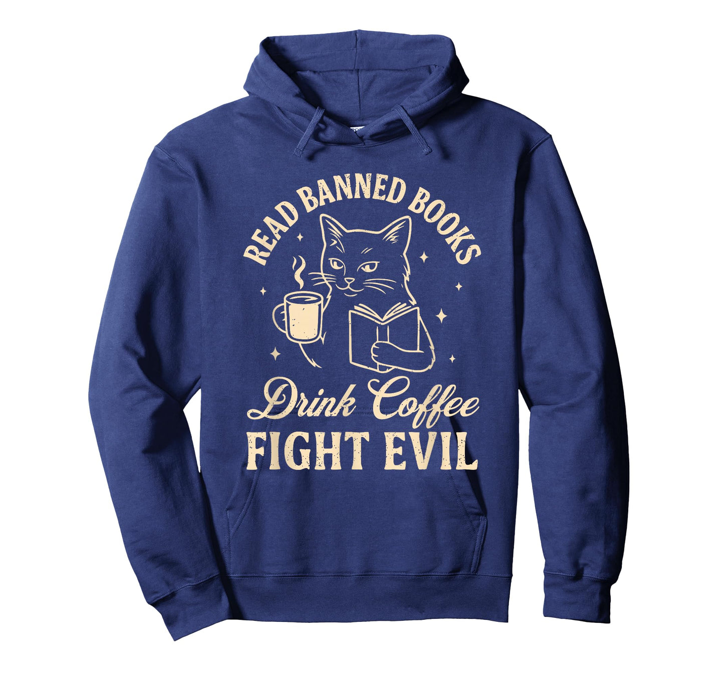Cat Read Banned Books Drink Coffee Fight Evil T-Shirt