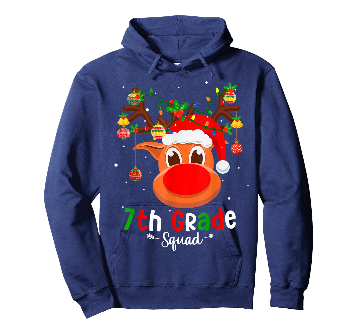 7th Grade Squad Plaid Reindeer Santa Hat Teacher Christmas Men Women Kids T-Shirt