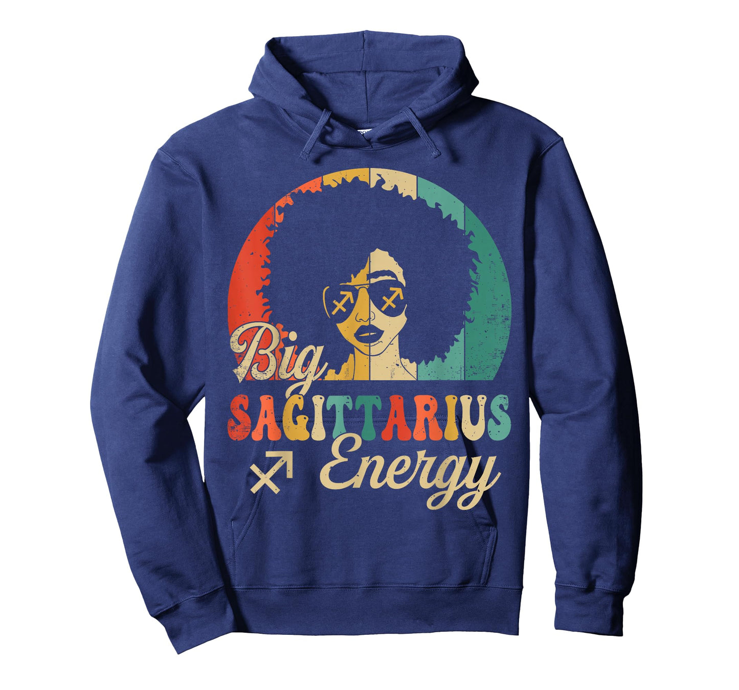 Big Sagittarius Energy Afro Woman Retro Sunset Zodiac Sign T-Shirt