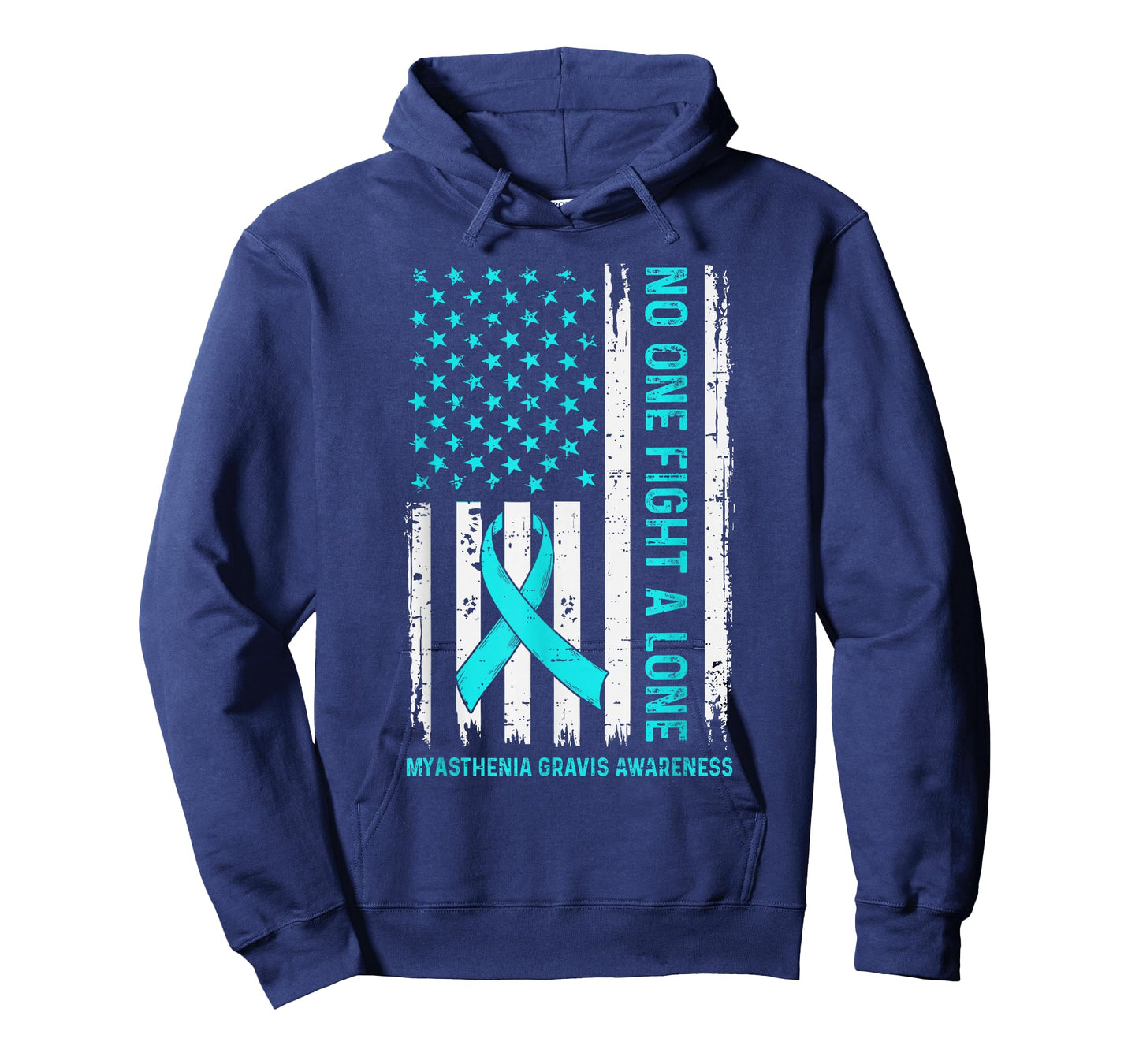 Myasthenia Gravis Awareness USA Flag Teal Ribbon MG Warrior T-Shirt