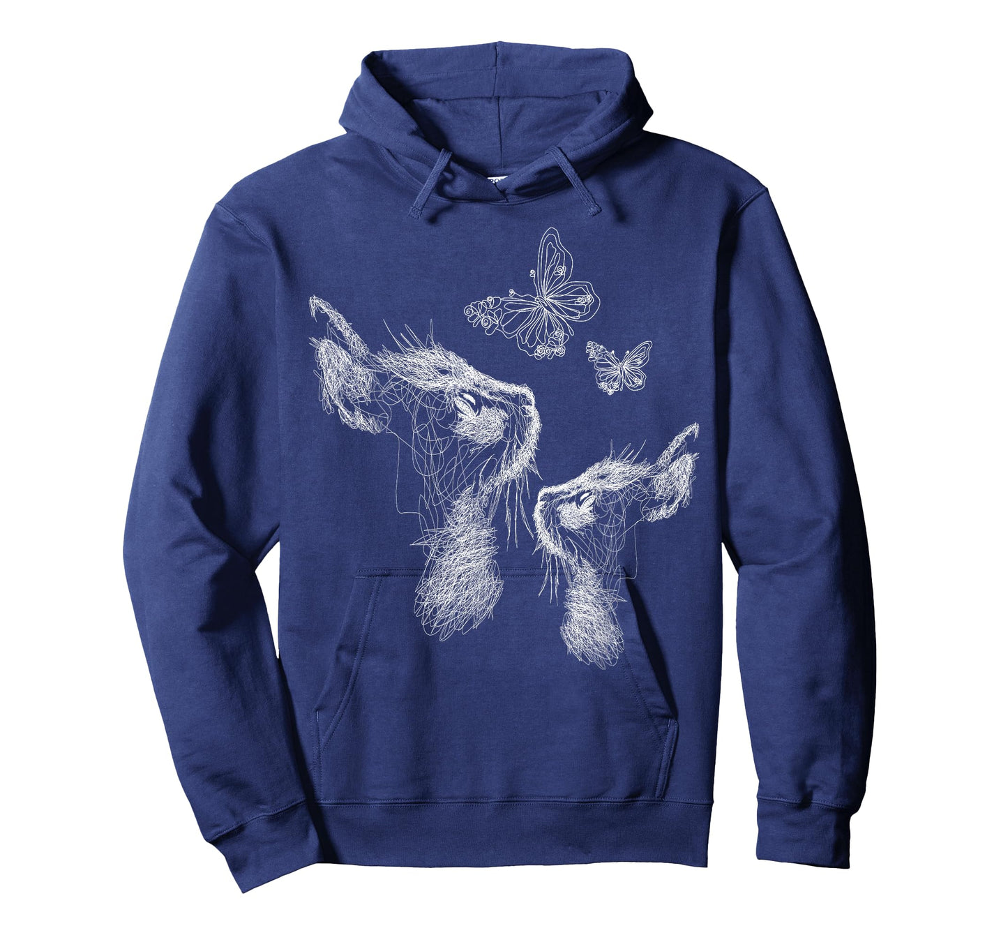 Cat with Kitten and Butterflies, scribble art T-Shirt